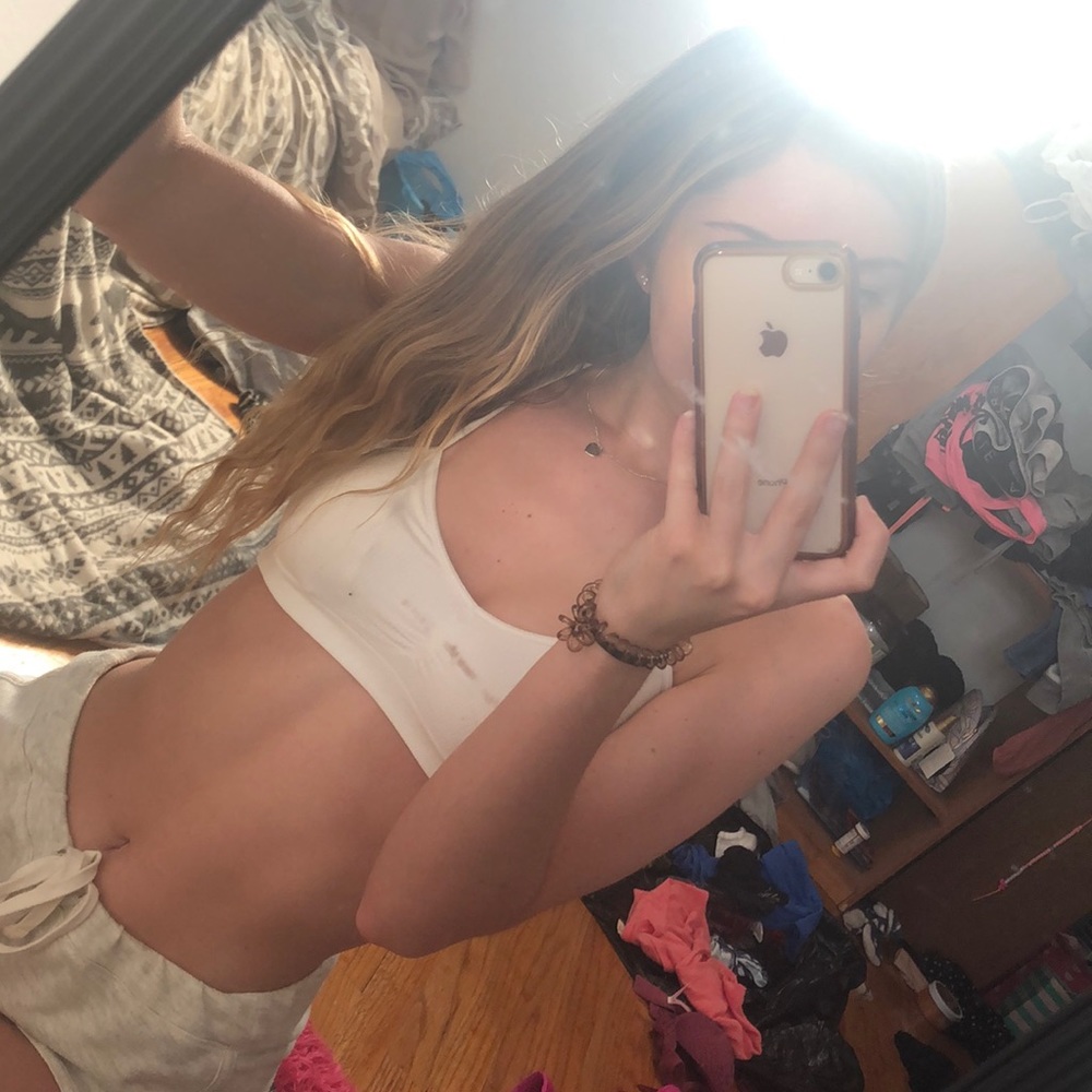 White t-back bra